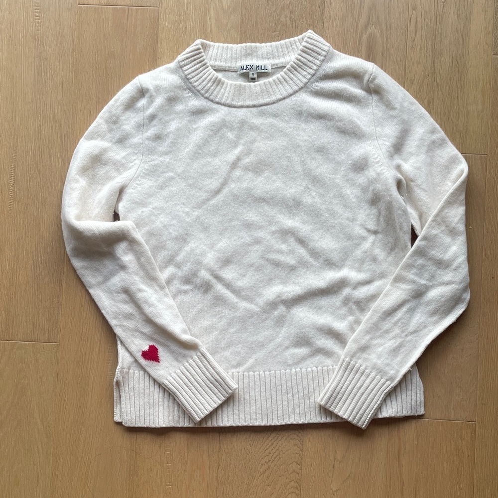 Alex Mill Women's Cream Sweater with Red Heart Detail